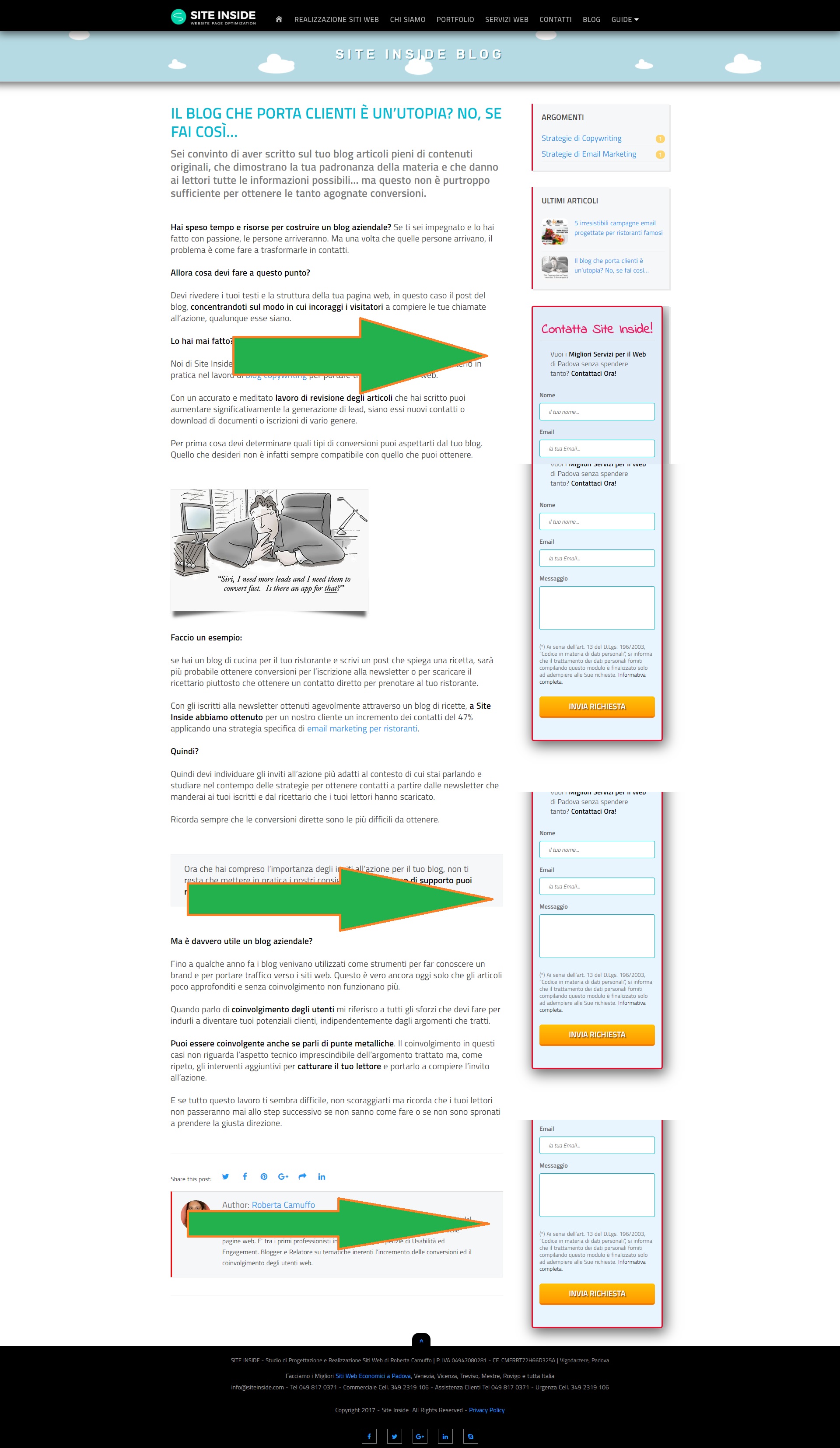Site Inside realizza landing page a Padova, Vicenza, Venezia, Treviso