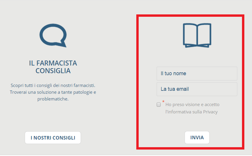valutazione usabilità: call to action senza un titolo o un colore evidente