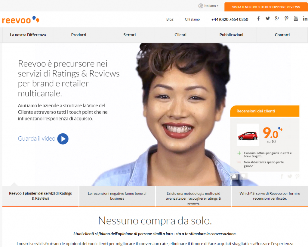 valutazione di usabilità della parte top della home page