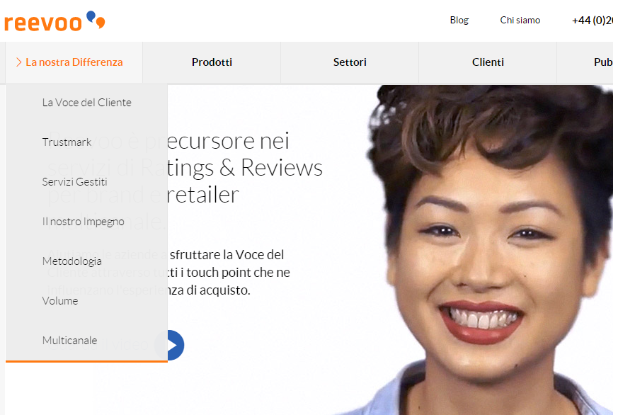 valutazione dell'usabilità del menù: font poco contrastato