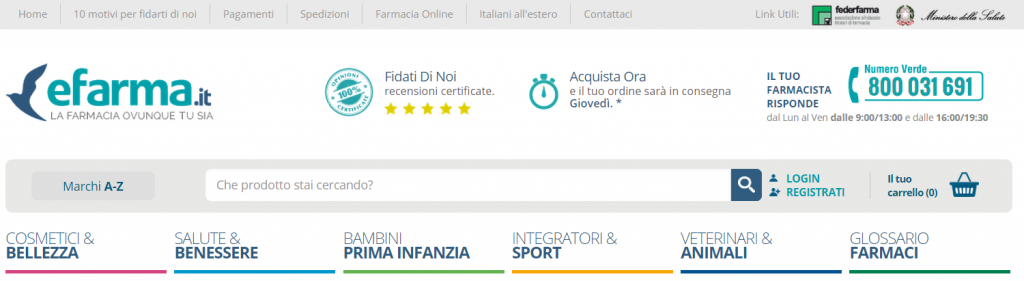 valutazione di usabilità: disposizione dell'intestazione pagina con doppio menù