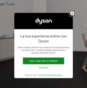 esempio Dyson con i feedback nel suo sito web