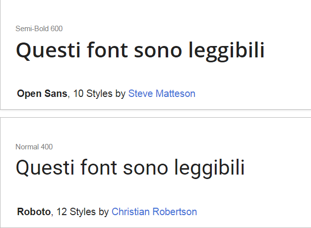 migliorare la leggibilità con la libreria di font per il web disponibili su Google Font