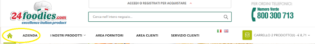 valutazione usabilità: header top con posizioni non standard